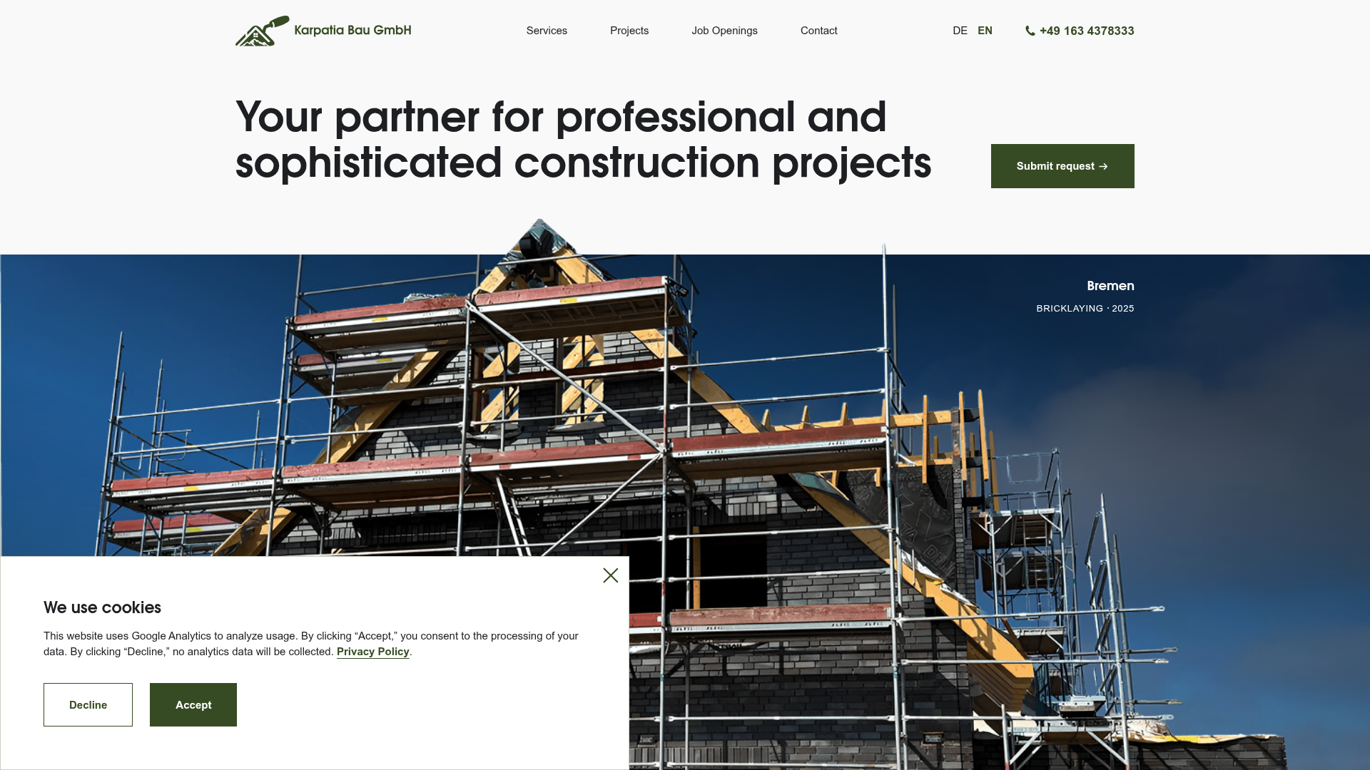 Karpatia Bau GmbH — bilingual site for a construction company